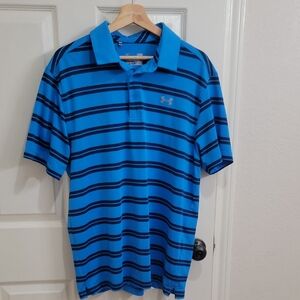 Under Armour Men's Polo in Blue and Black Stripes